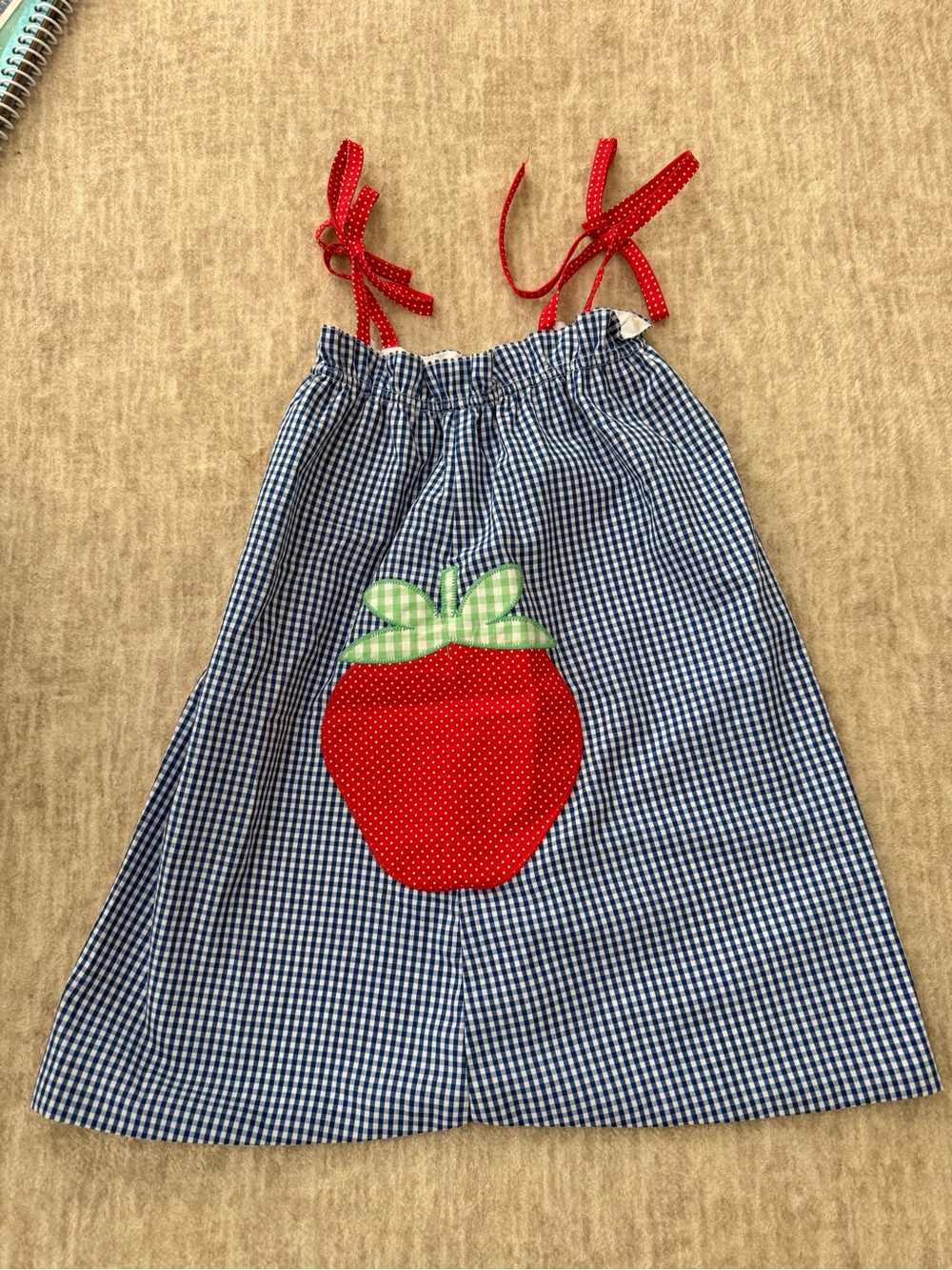 Strawberry Appliqué Gingham Sundress